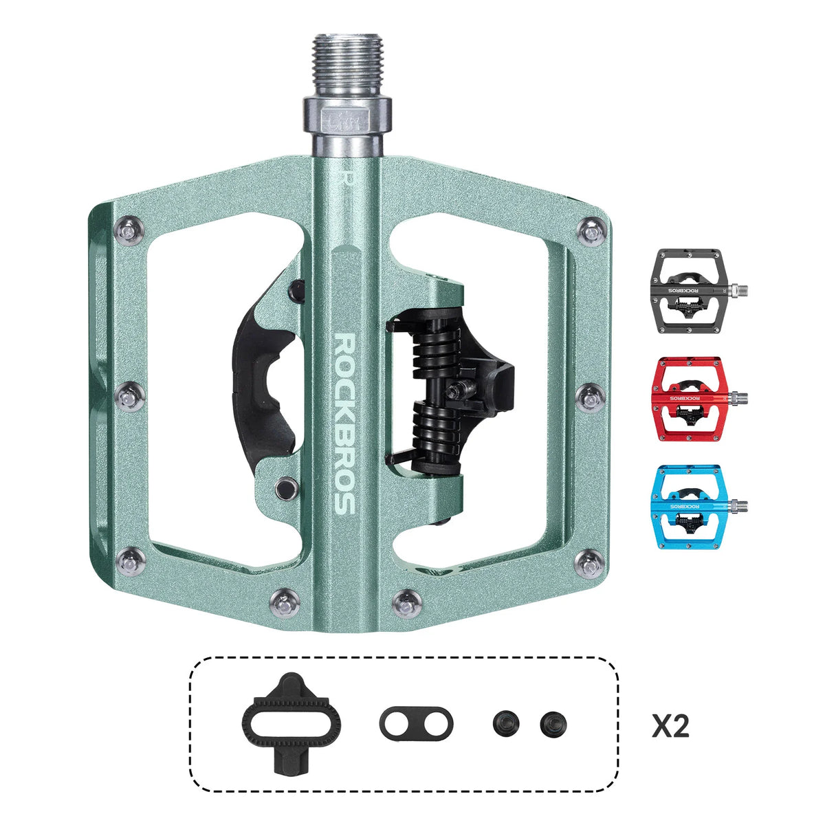 Pédales de vélo en aluminium ROCKBROS 2 en 1, compatibles SPD, pour VTT, vélo de route et vélo de ville.