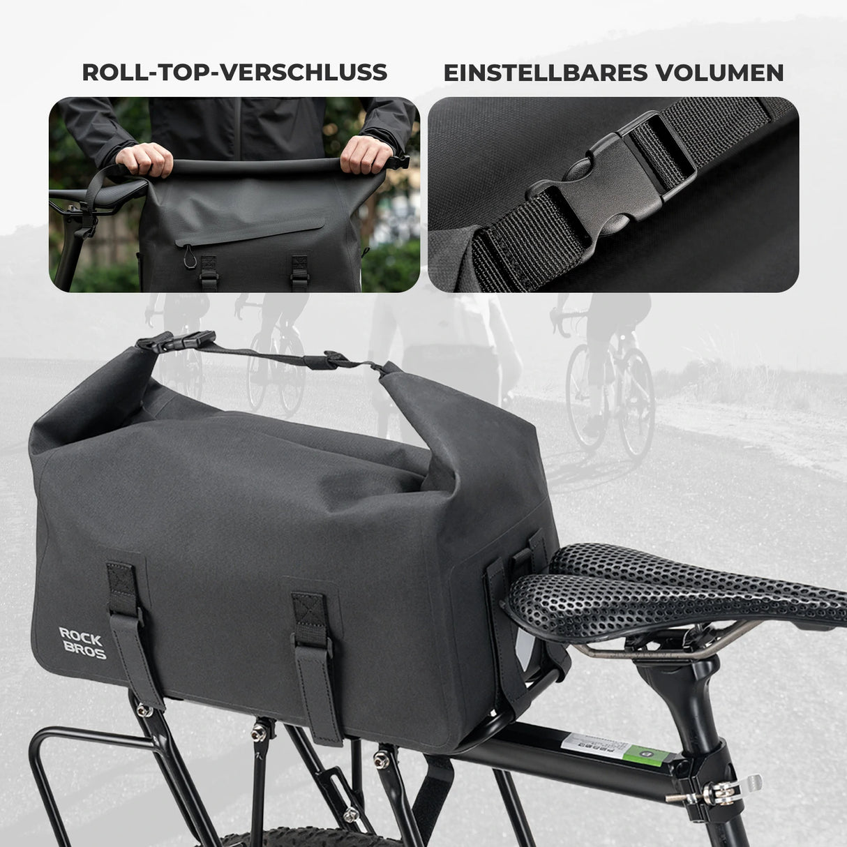 Fahrrad‑Gepäckträgertasche 16L – 100 % Wasserdicht, AS‑155 RideMate