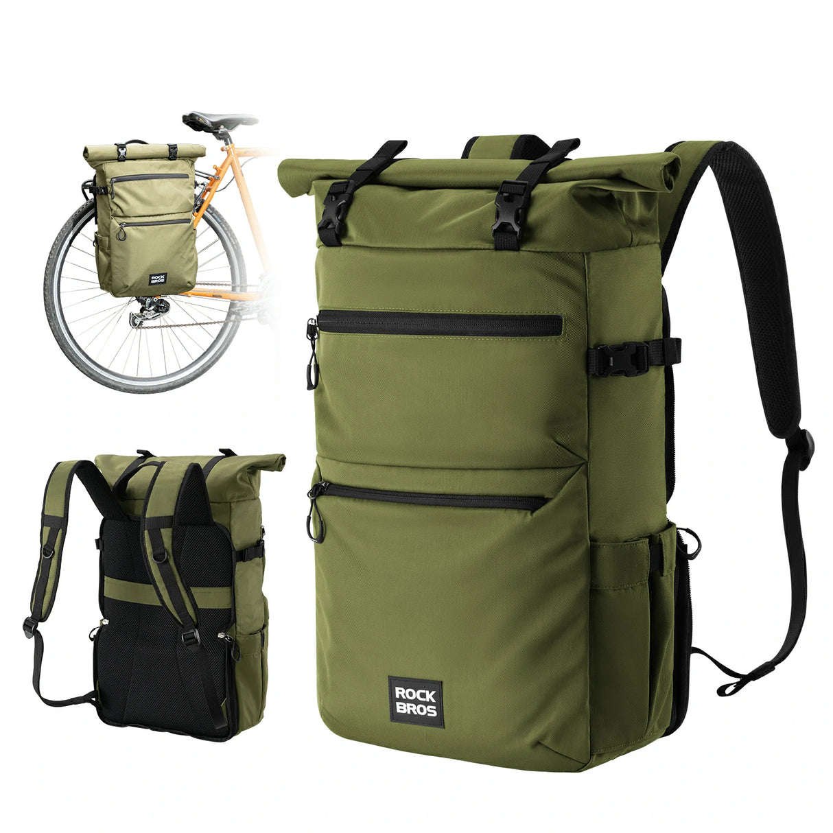 3‑in‑1 Fahrradtasche für Gepäckträger – 11‑16 L Volumen