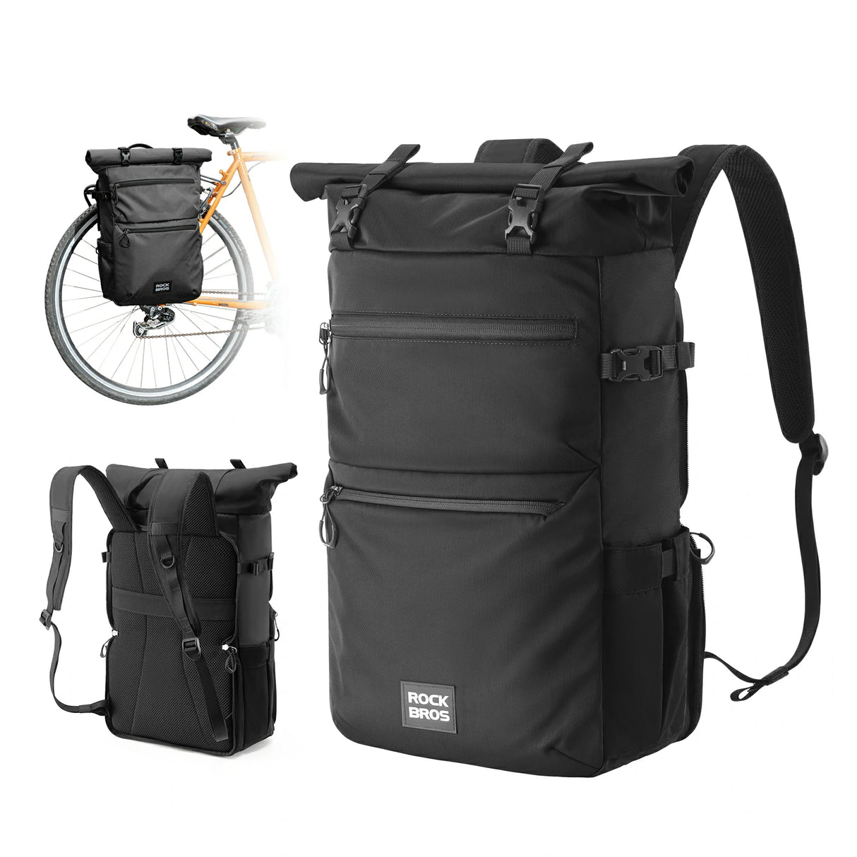 3‑in‑1 Fahrradtasche für Gepäckträger – 11‑16 L Volumen