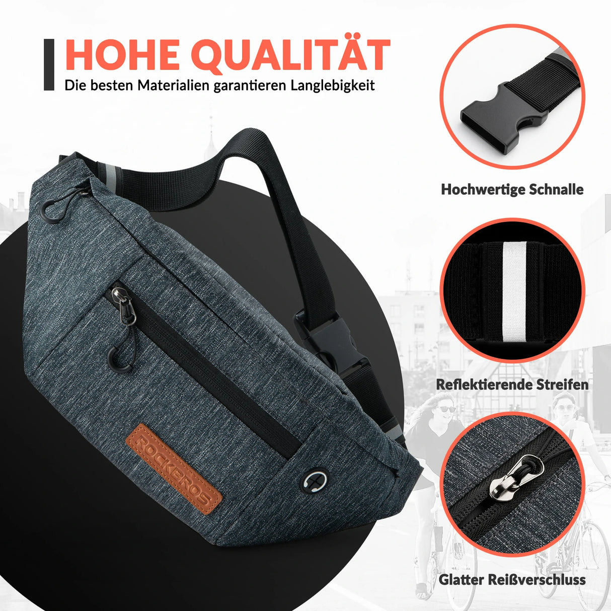 Bauchtasche 1,5 L – Gürteltasche mit verstellbarem Gürtel
