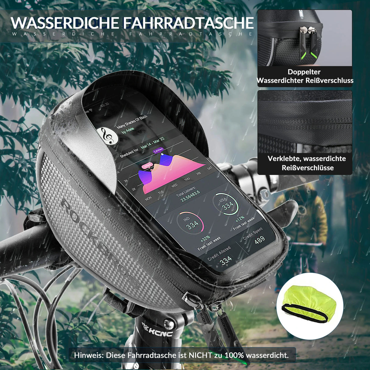 Fahrrad‑Lenkertasche – Wasserdichte Smartphone‑Halterung für bis 6,5 Zoll