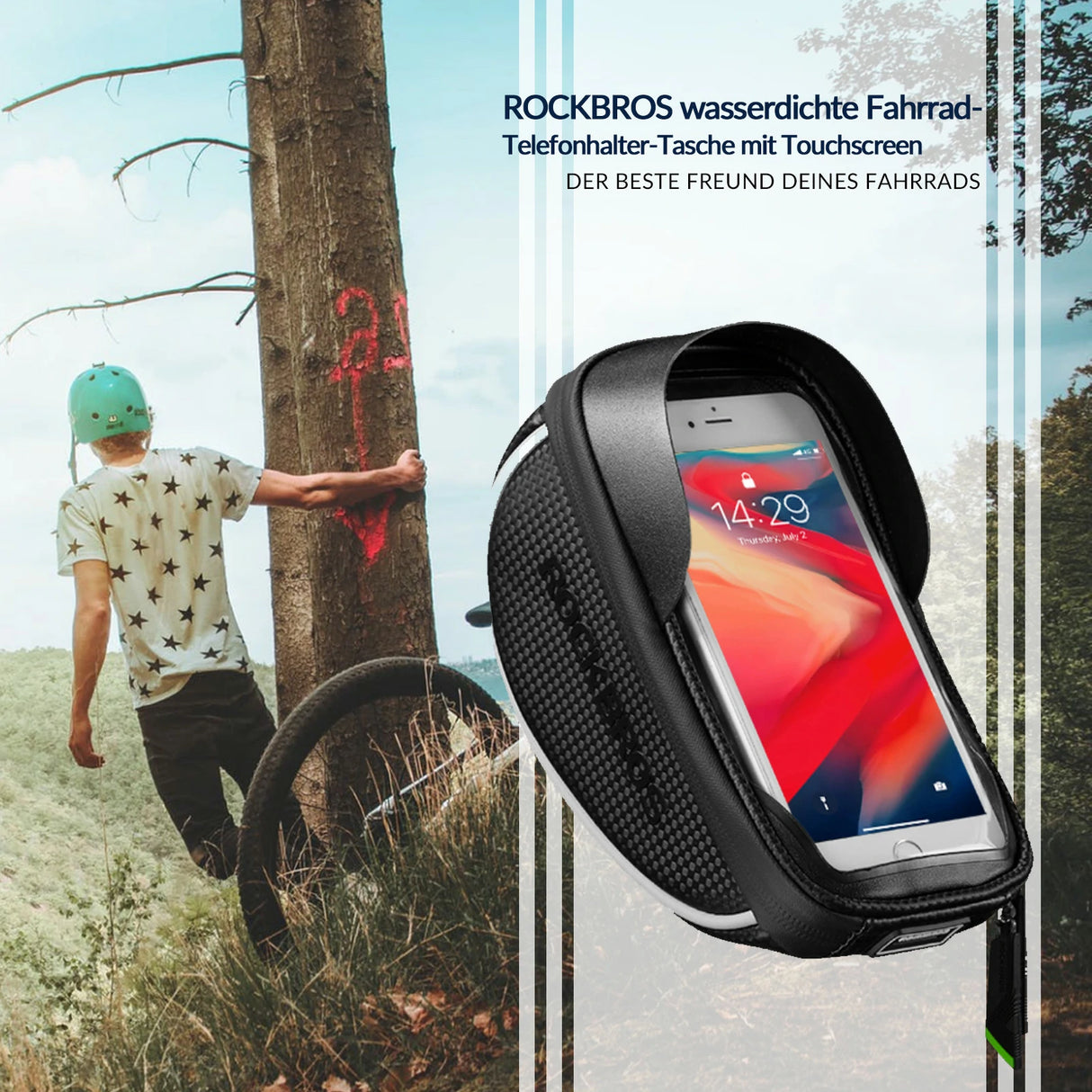 Fahrrad‑Lenkertasche – Wasserdichte Smartphone‑Halterung für bis 6,5 Zoll