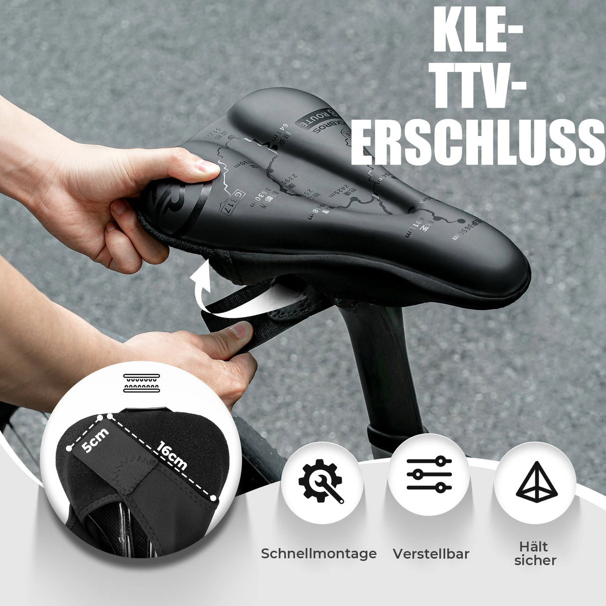 ROCKBROS Fahrrad Sattelbezug – Mit Regenhülle, dämpfend, 28 × 17 cm