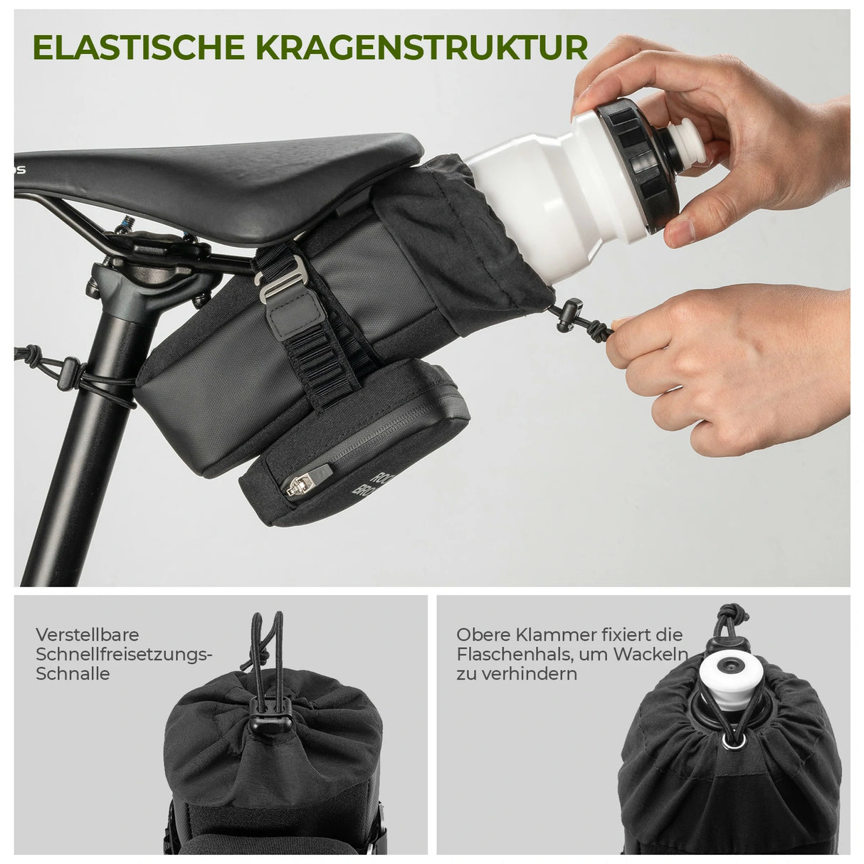Fahrrad‑Satteltasche – Mit Flaschenhalter & 0,3 L Mini‑Tasche