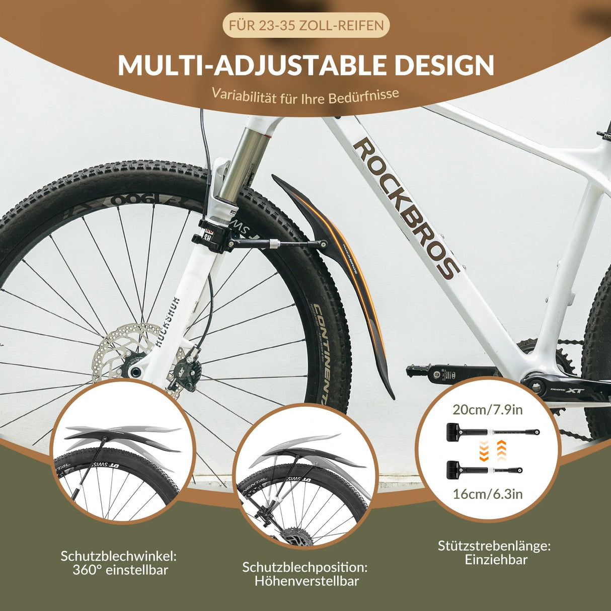 Fahrrad-Schutzblech-Set Vorne/Hinten – Verstellbar & Flexible (26–29 Zoll)