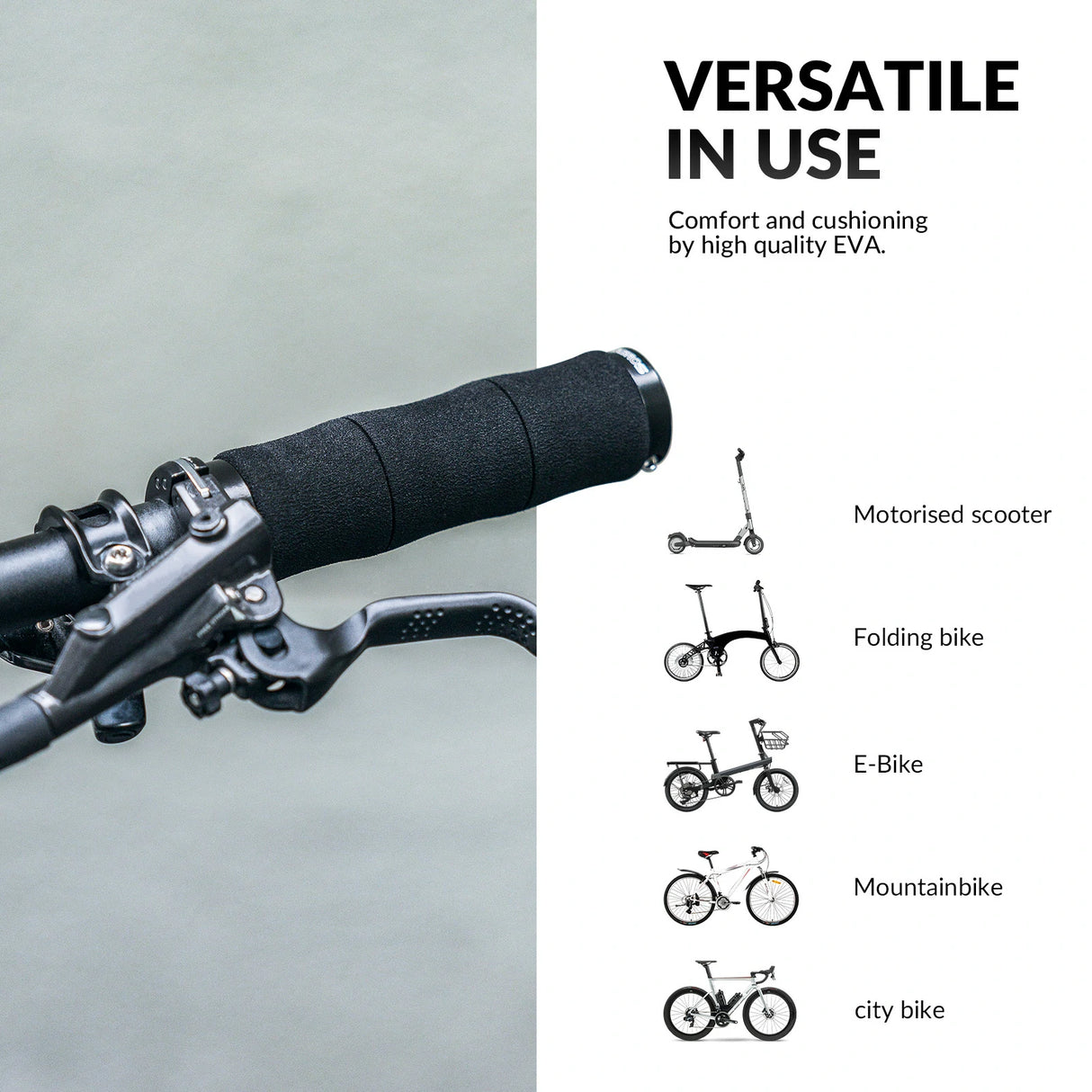 Fahrradgriffe – Rutschfeste EVA‑Schwammgriffe mit Aluminium, 22 mm