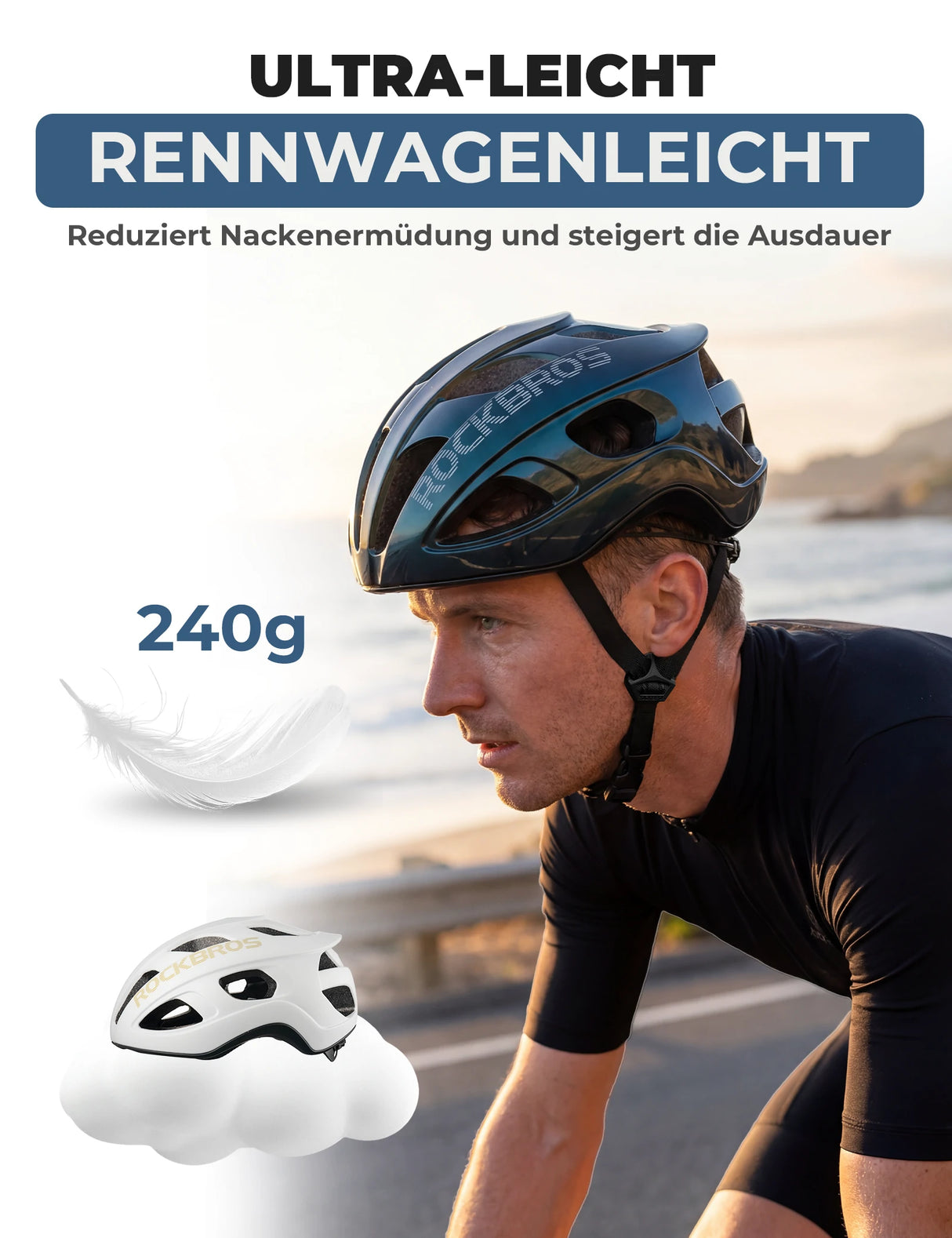 Fahrradhelm 58-62cm – Leichtgewicht 240g & Antibakteriell