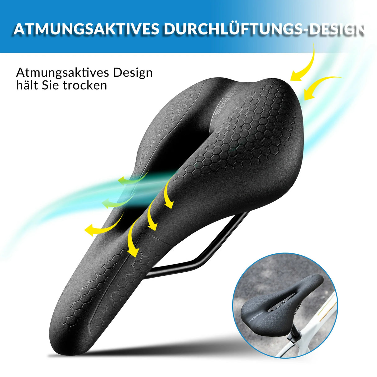 Fahrradsattel mit 5 cm Memory‑Foam – Atmungsaktiv, wasserdicht & 3 Typen