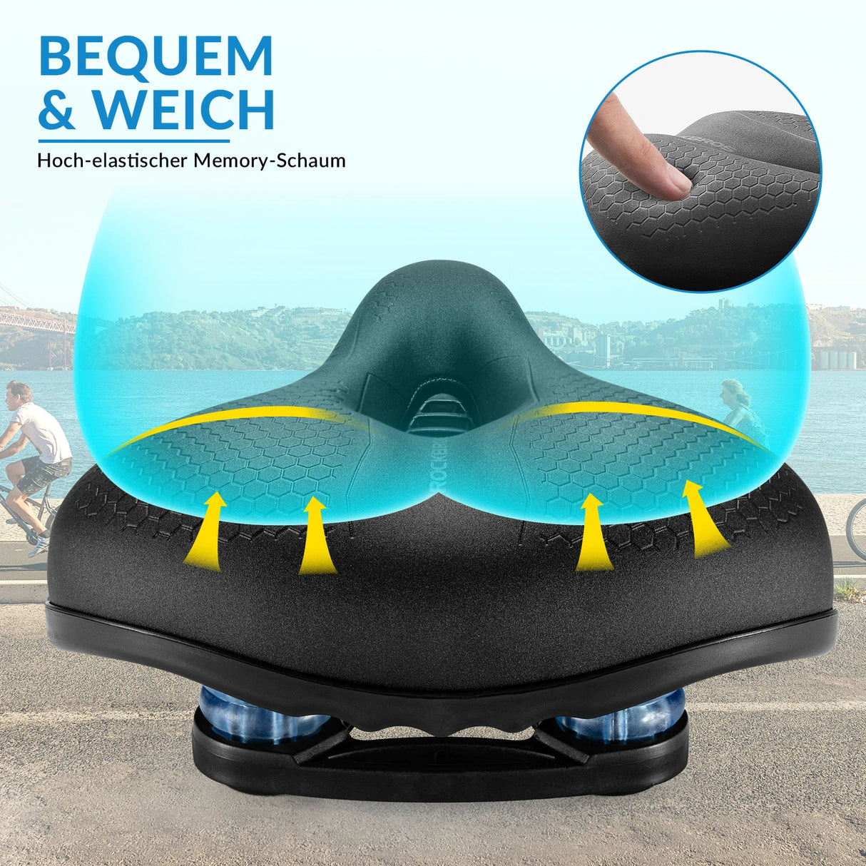 Fahrradsattel mit 5 cm Memory‑Foam – Atmungsaktiv, wasserdicht & 3 Typen