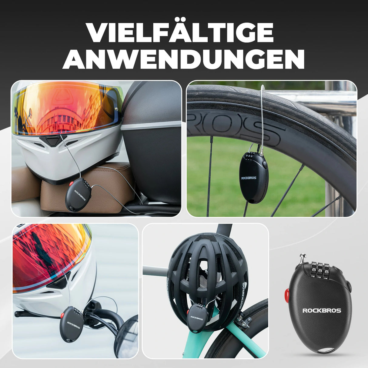 Fahrradschloss – 3‑stelliges Zahlenschloss mit 60 cm Stahlseil