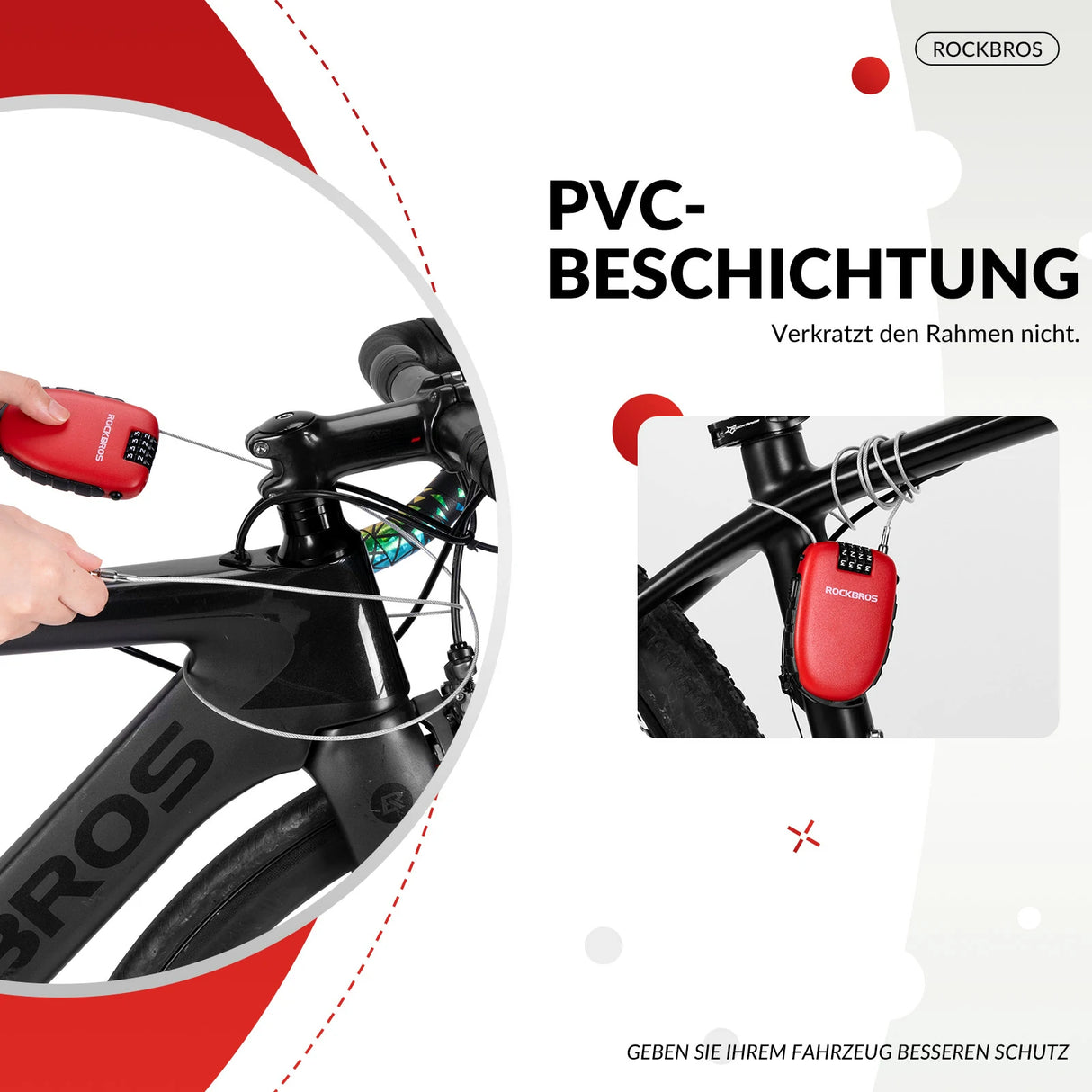 Fahrradschloss – Einziehbares Kabelschloss mit 4‑stelligem Code, 94 cm
