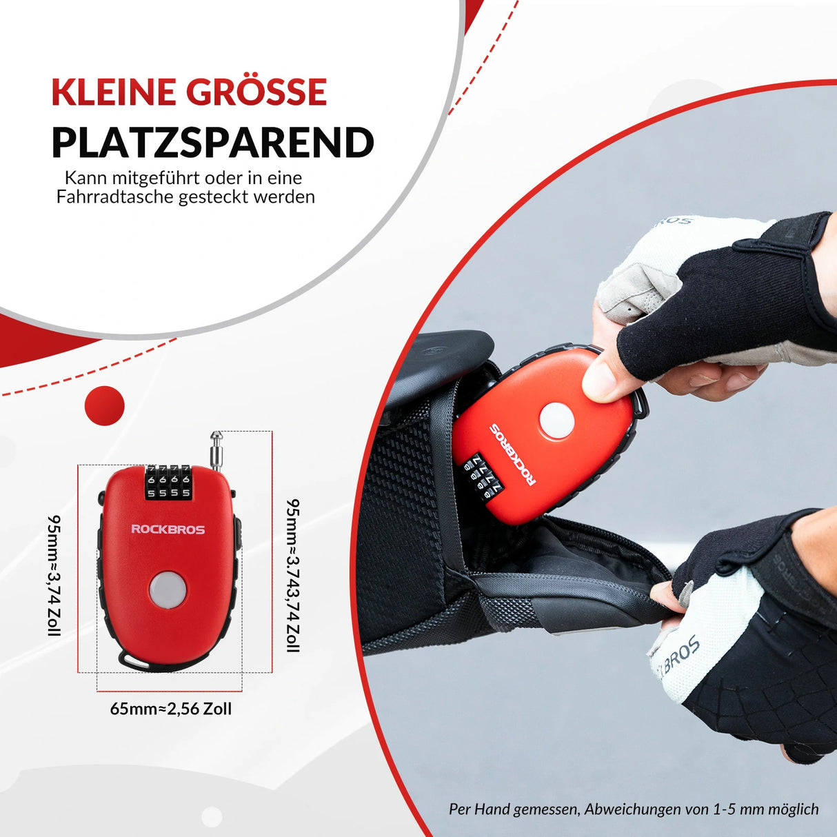 Fahrradschloss – Einziehbares Kabelschloss mit 4‑stelligem Code, 94 cm
