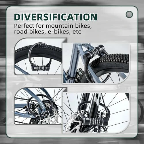 Fahrradschloss – 4‑stelliges Zahlenschloss mit 11,62 mm dickem Stahlkabel