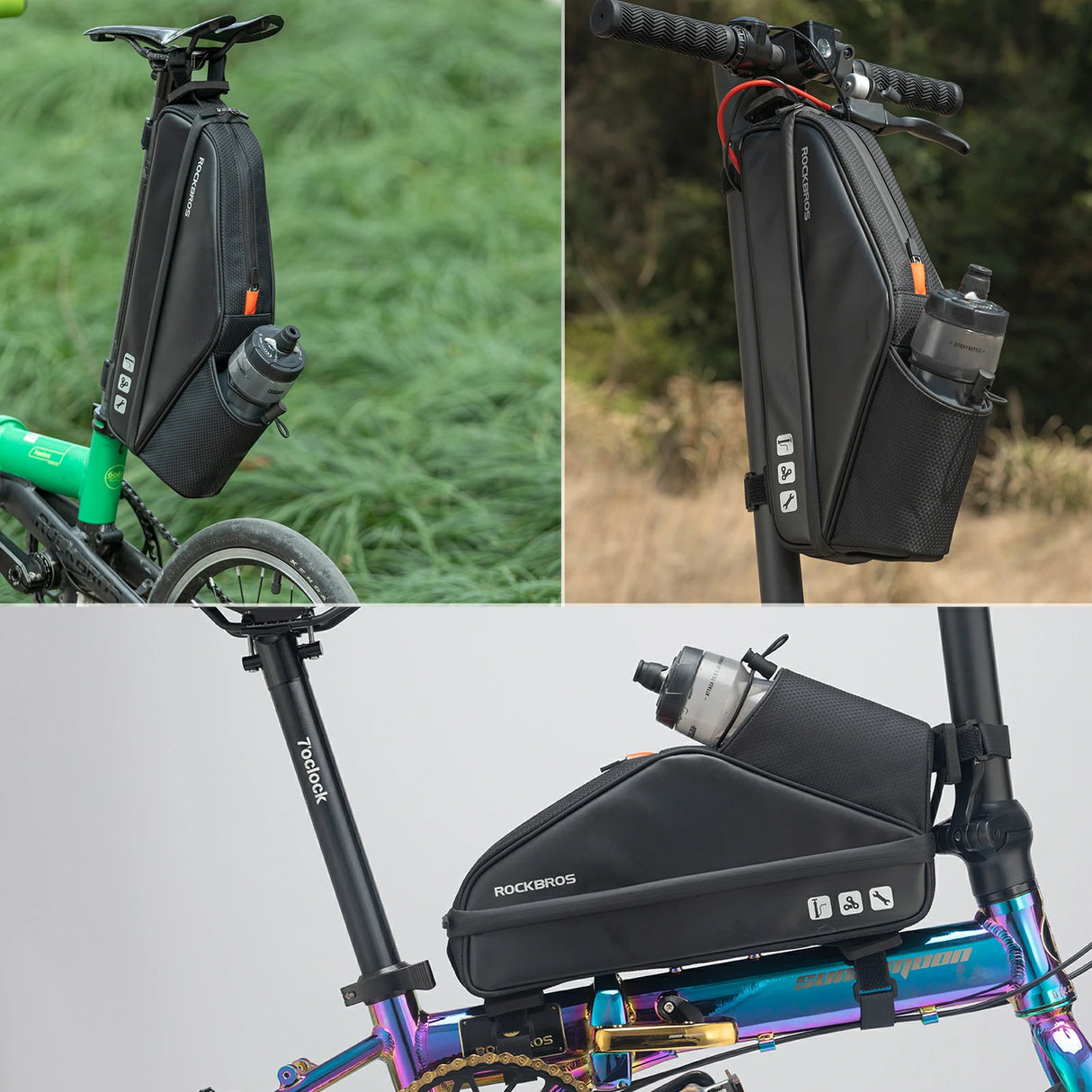 Fahrrad-Rahmentasche – Wasserdichte Dreieckstasche mit Flaschenfach, ca. 3L