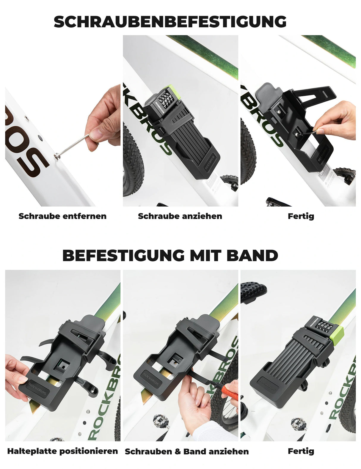 ROCKBROS Faltschloss Fahrrad Diebstahlsicherung – 8 mm extradicker Stahl, 120 cm Länge