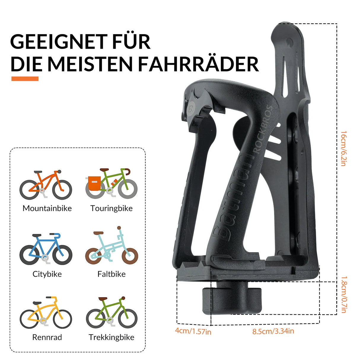 Flaschenhalter Fahrrad – Verstellbar für Flaschen 55–85 mm