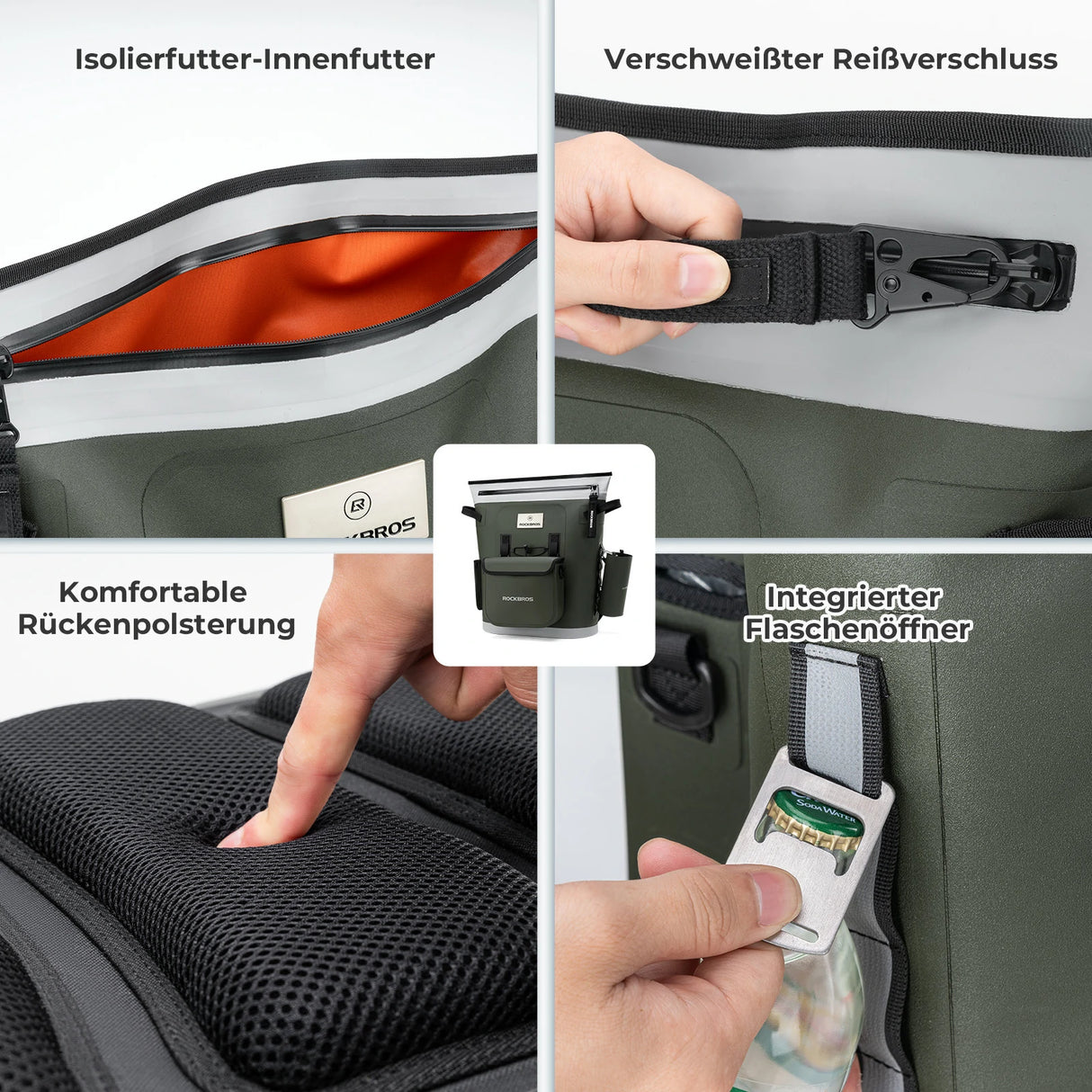 ROCKBROS Kühltasche 18 L – Thermo‑isoliert, 68 h Kühlung, für Picknick & Reise