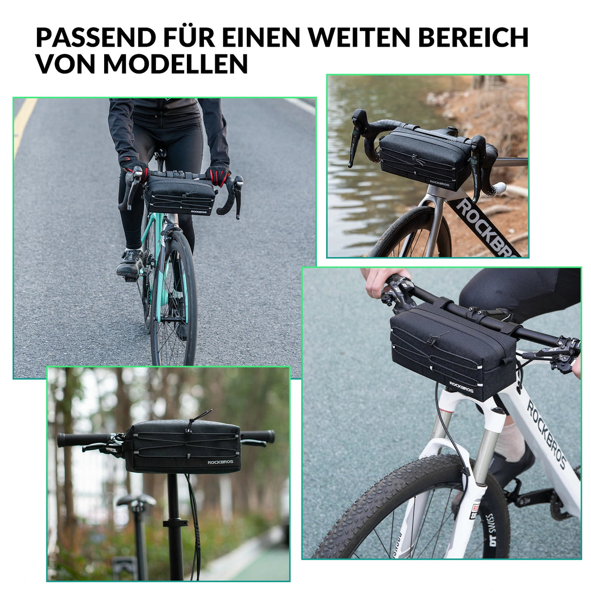 Lenkertasche Fahrrad – Große Kapazität 2 L mit abnehmbarem Schultergurt