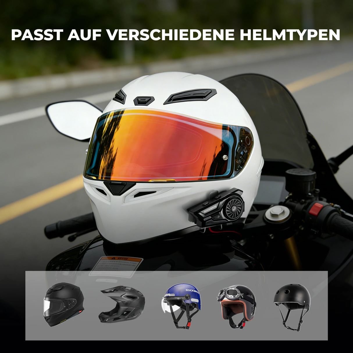 Motorrad‑Intercom Bluetooth Headset – 300 m Reichweite, IP56 wasser‑ & staubdicht