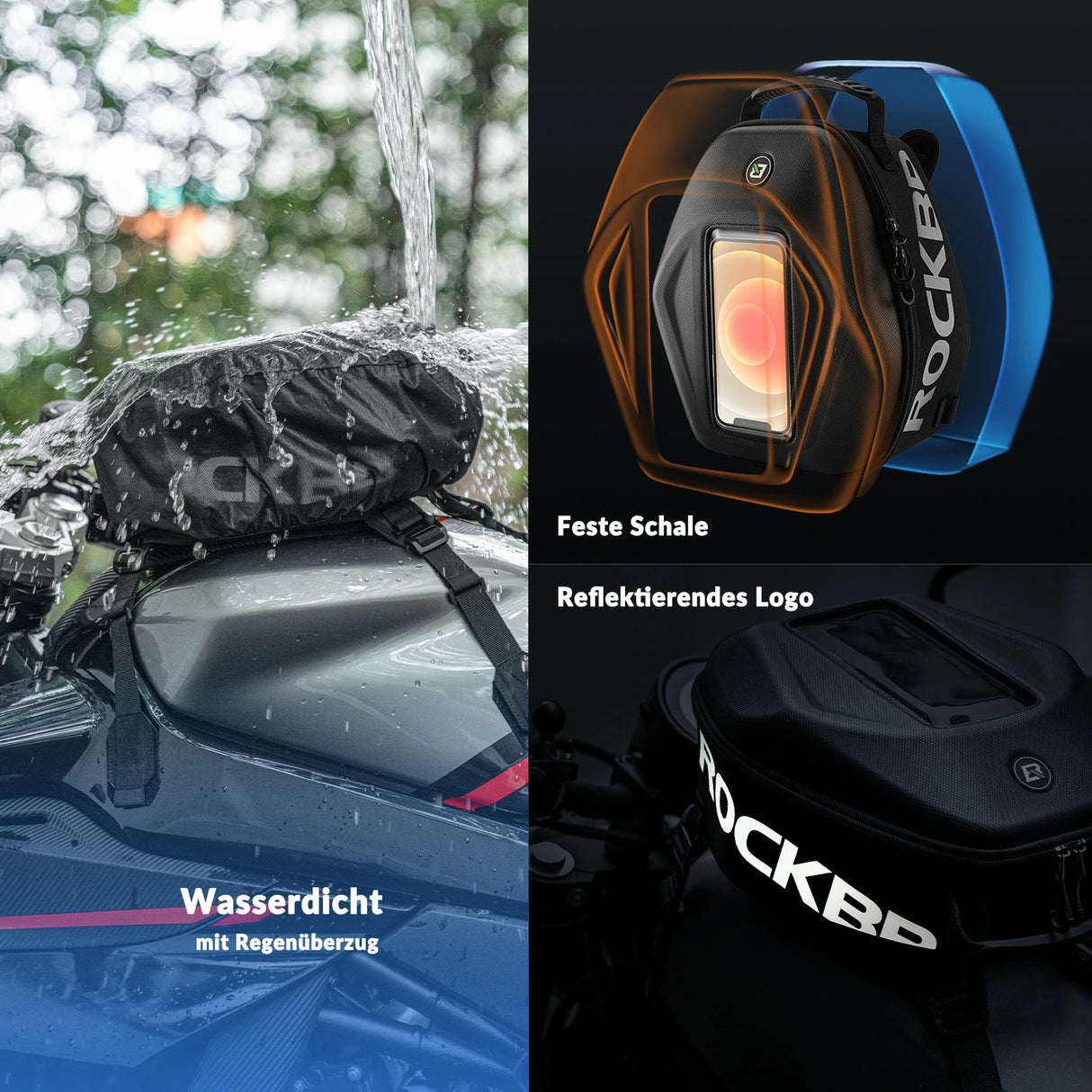 Motorrad‑Tankrucksack – Mit Regenschutz & abnehmbaren Schultergurten, 7 L