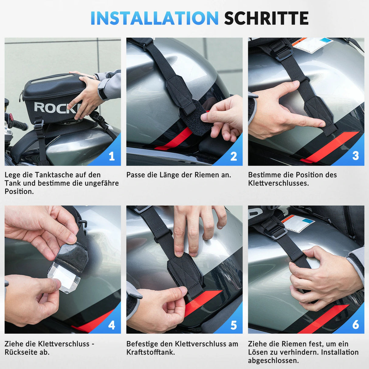 Motorrad‑Tankrucksack – Mit Regenschutz & abnehmbaren Schultergurten, 7 L