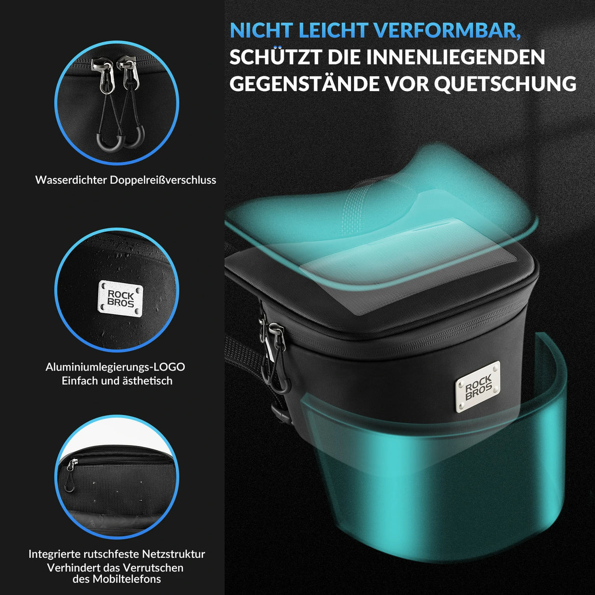 Motorrad‑Lenkertasche – Wasserdicht für 6,5‑Zoll‑Smartphone, 2 L