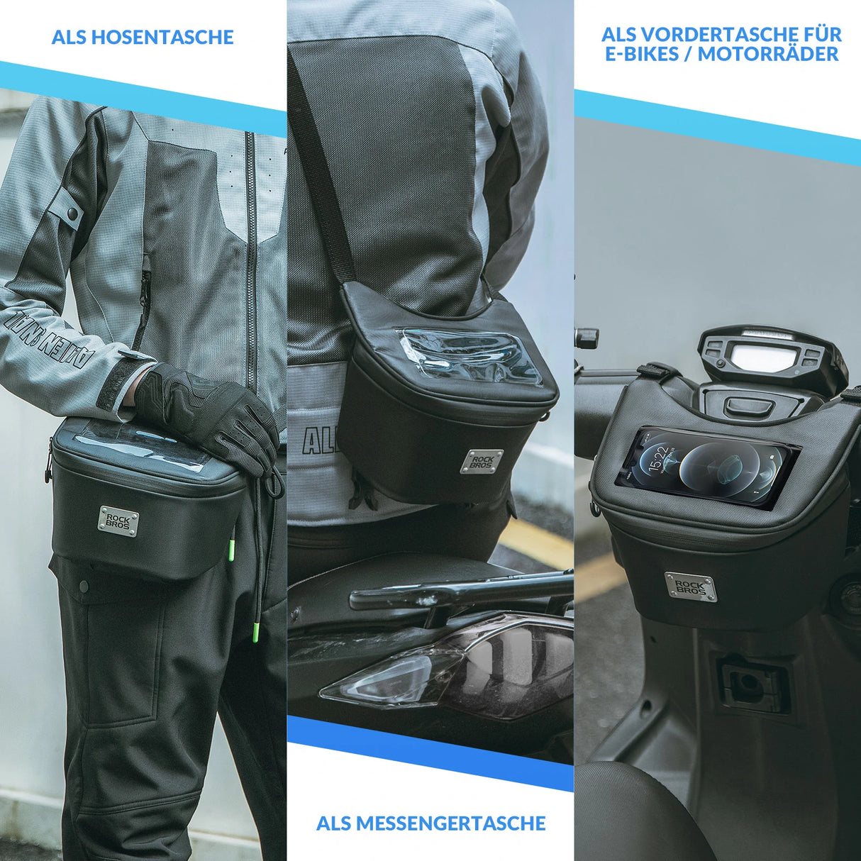 Motorrad‑Lenkertasche – Wasserdicht für 6,5‑Zoll‑Smartphone, 2 L