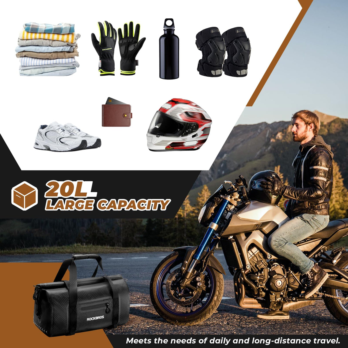 Motorradtasche Motorrad Hecktasche 100% Wasserdichter 20L-60L