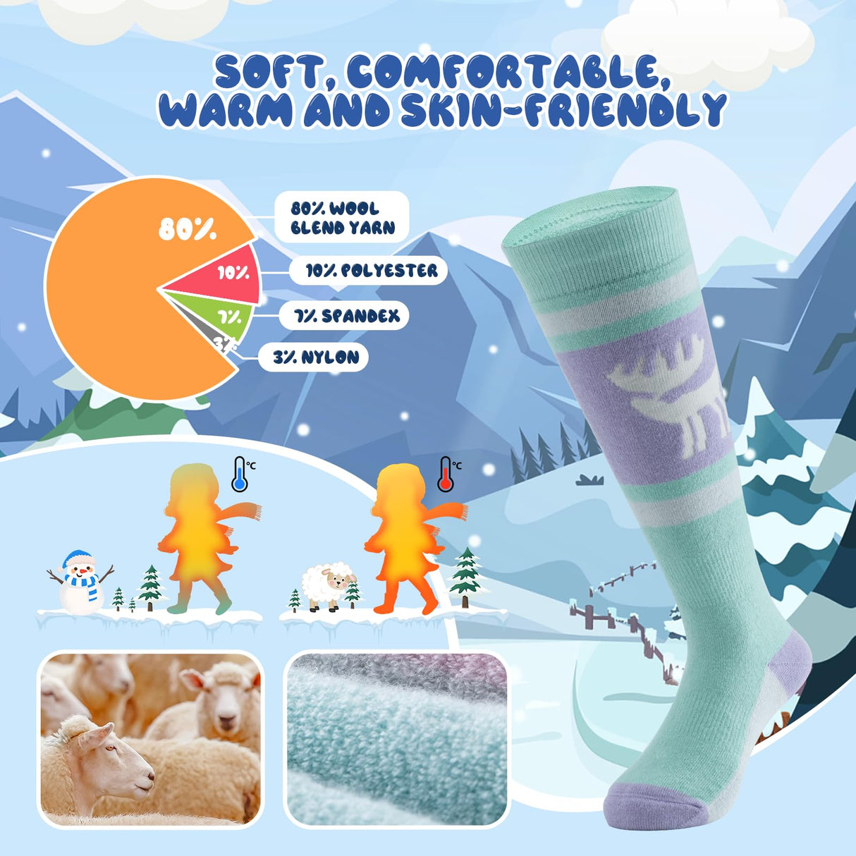 Qunature Jungen Skisocken – Kinder Thermosocken für winterlichen Spielspaß!