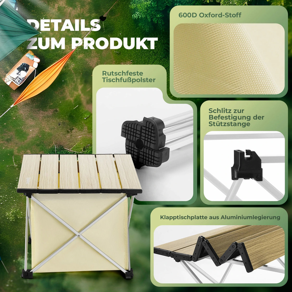 Qunature Klapptisch – Camping‑, Picknick‑ & Outdoortisch aus Aluminium