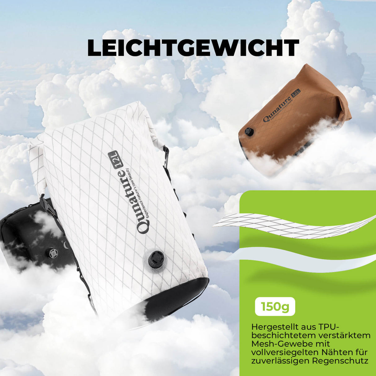 Qunature Lenkertasche 6L/12L – Wasserdicht & Leicht für Fahrrad und Outdoor