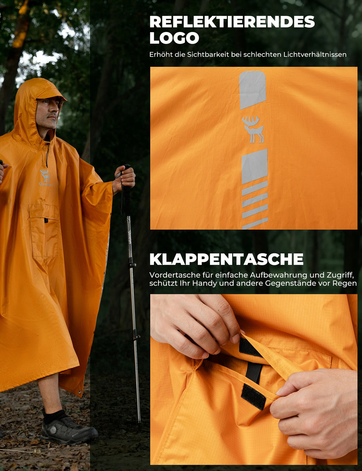 Wasserdichter Regenponcho – 3‑in‑1 Multifunktional, wiederverwendbar