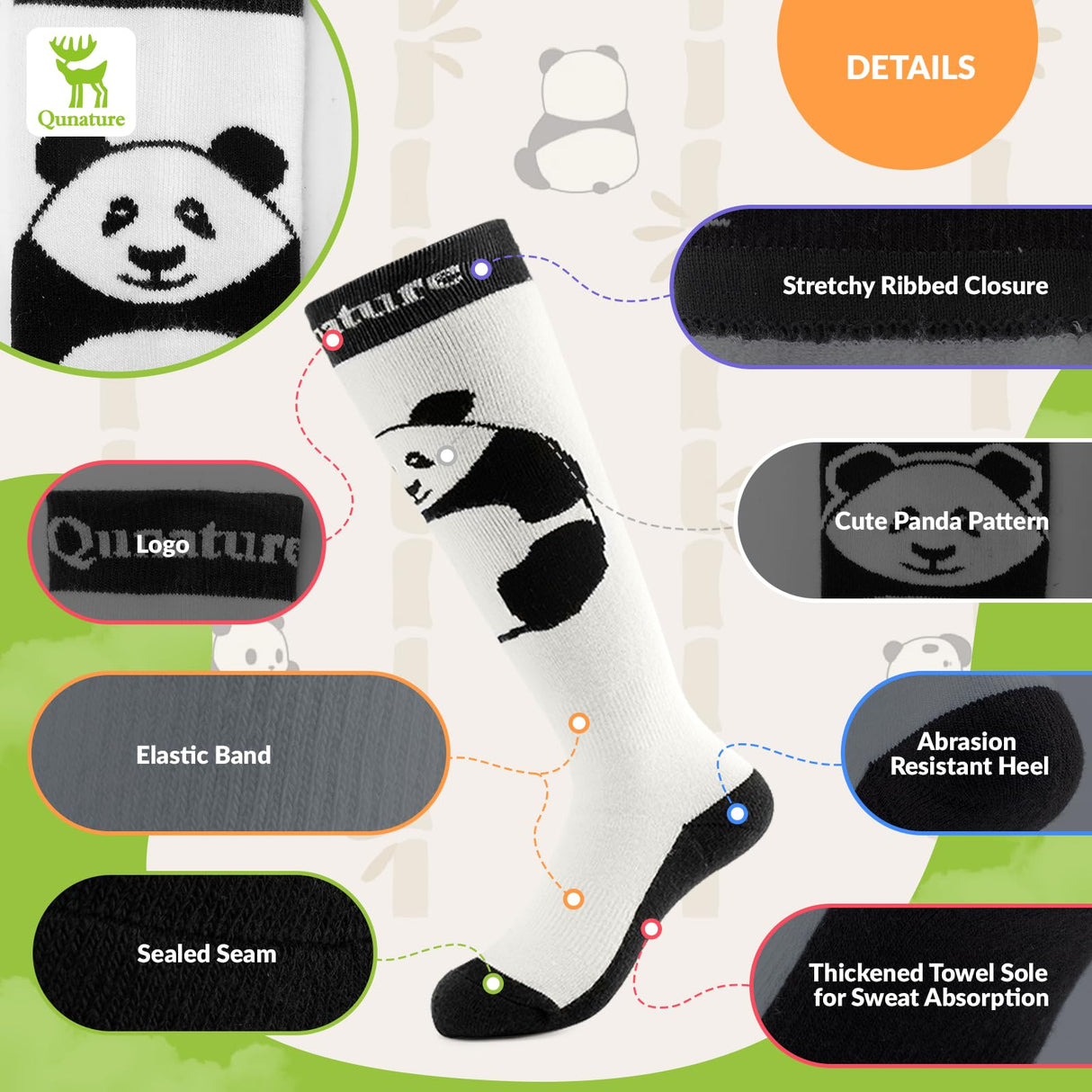 Qunature Kinder-Skisocken – Thermosocken für den Winter (1 Paar)