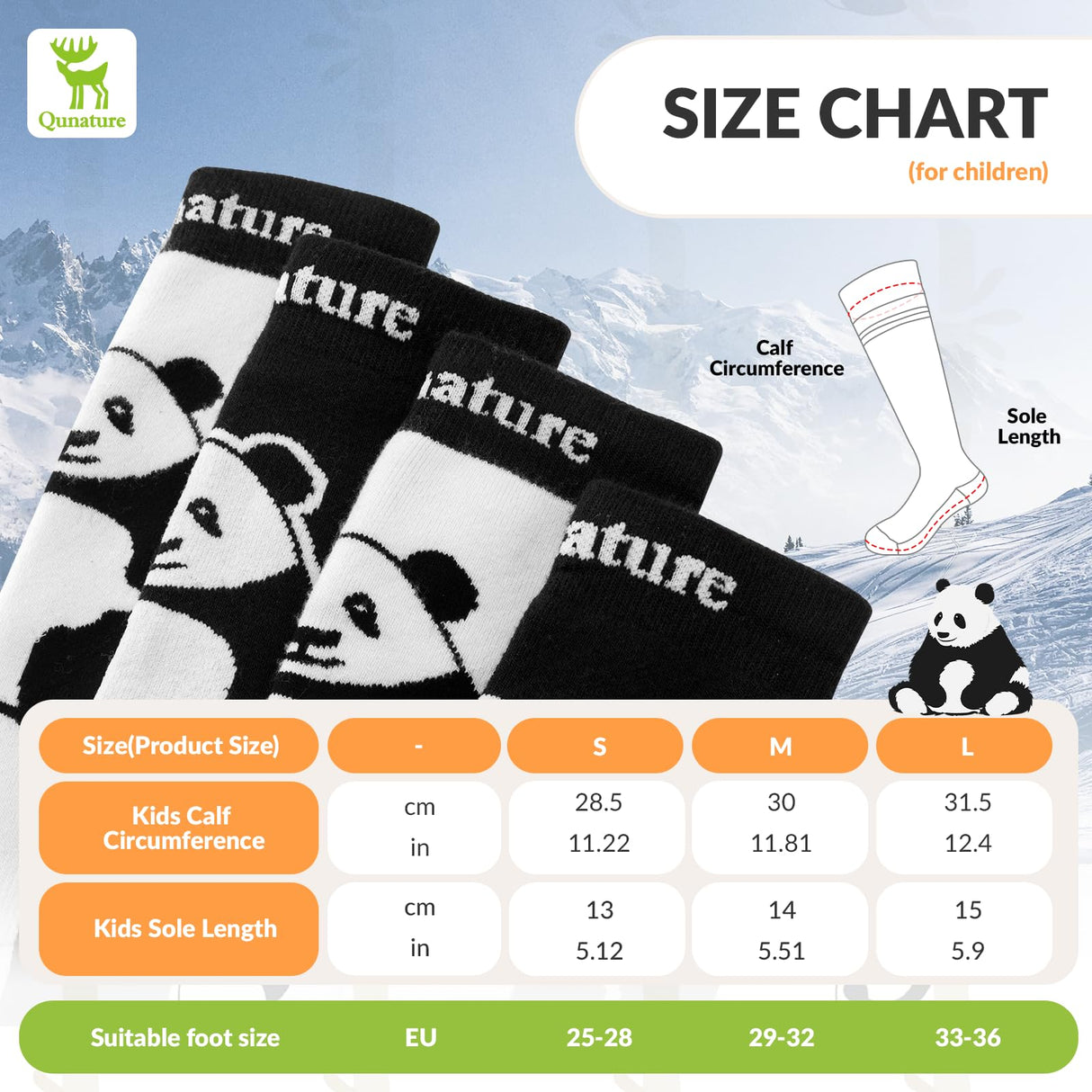 Qunature Kinder-Skisocken – Thermosocken für den Winter (1 Paar)