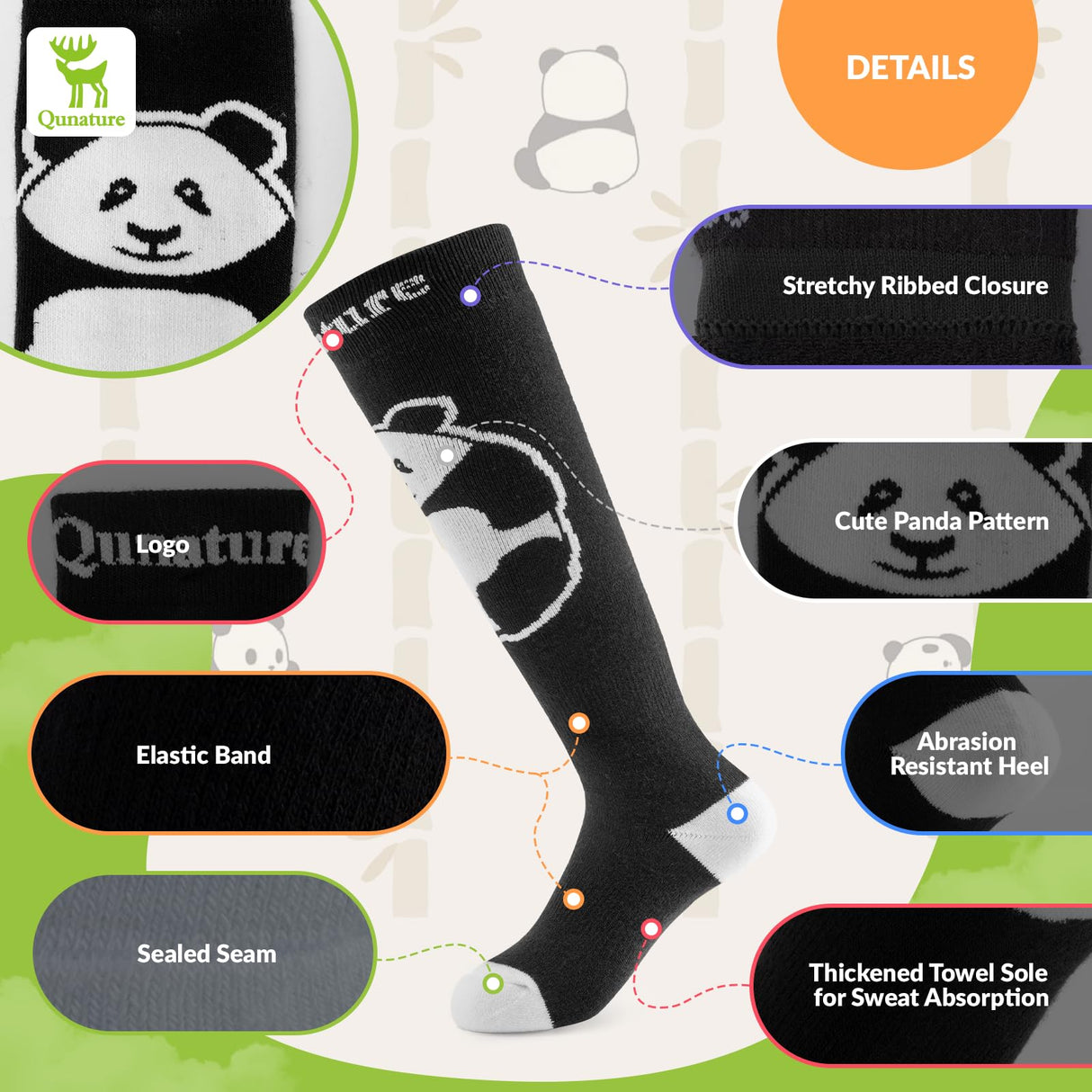 Qunature Kinder-Skisocken – Thermosocken für den Winter (1 Paar)