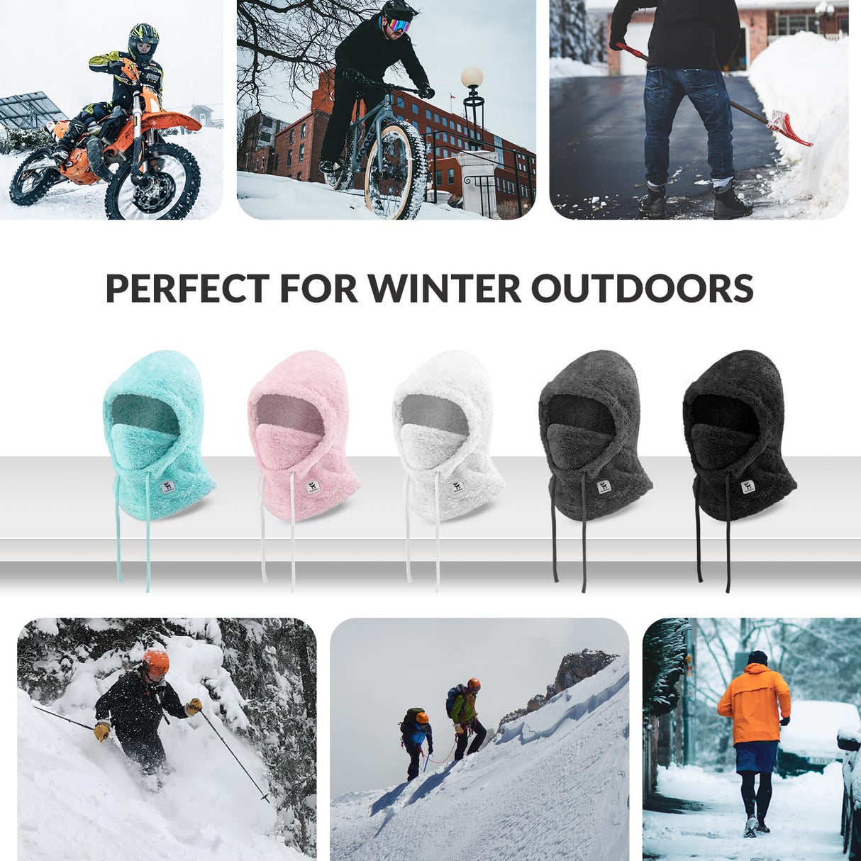 Qunature Sturmhaube Winter – Warme Balaclava Thermo Winddichte Sturmmaske Skimaske