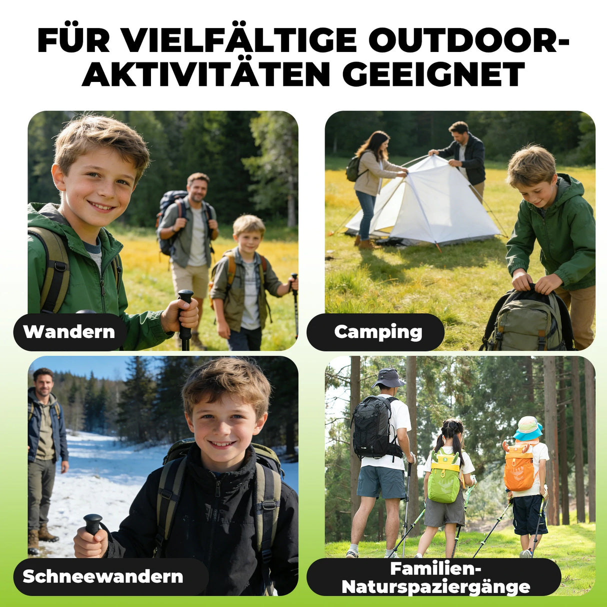 Qunature Kinder-Wanderstöcke – 51–100 cm verstellbar, Aluminium, 1 Stück