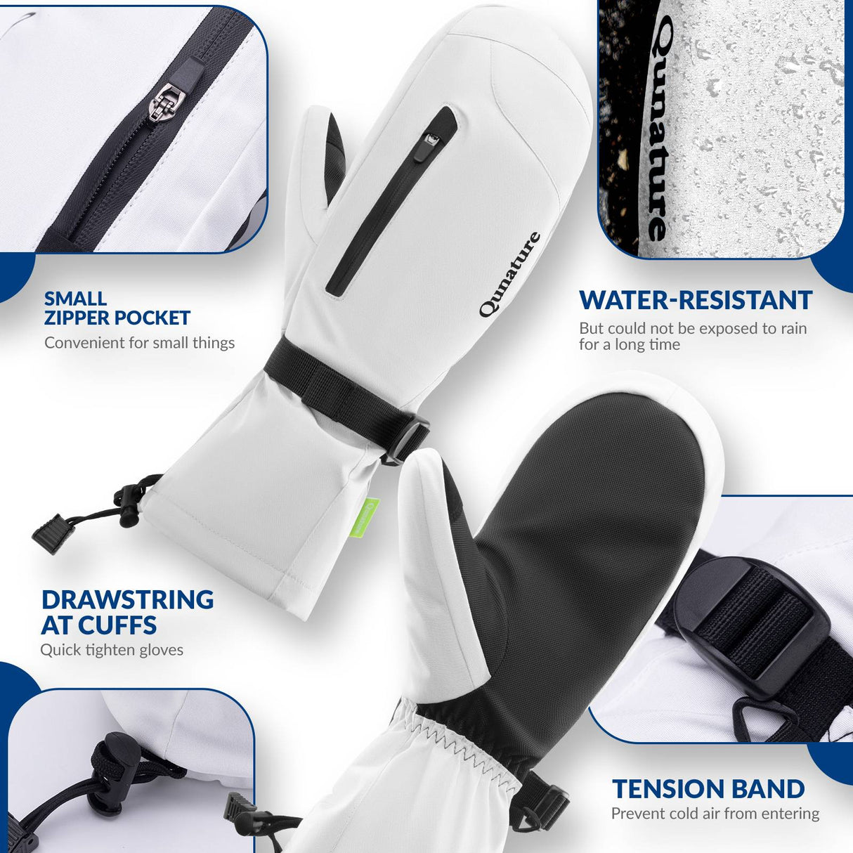 Qunature Winter Skihandschuhe f¨¹r Herren & Damen #Color_Wei?