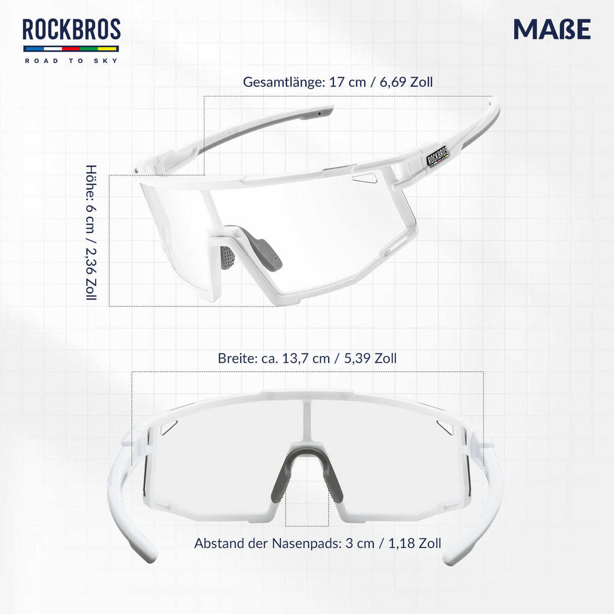 ROAD TO SKY Photochrome Fahrradbrille UV400 Schutz Verstellbare Nasenpads - ROCKBROS-EU