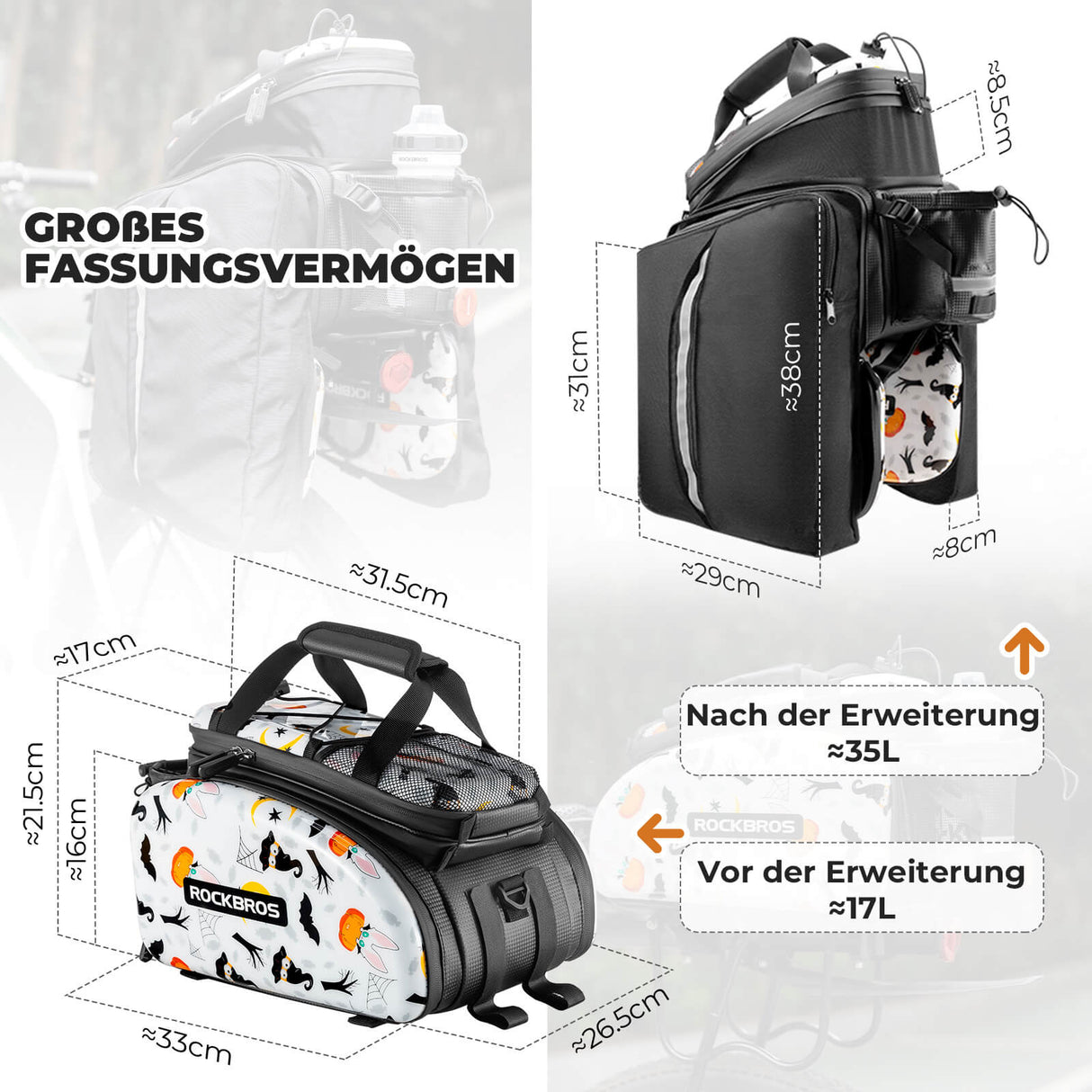ROCKBROS Fahrrad-Gepäckträgertasche 17–35L – Dein Allrounder für jede Tour!