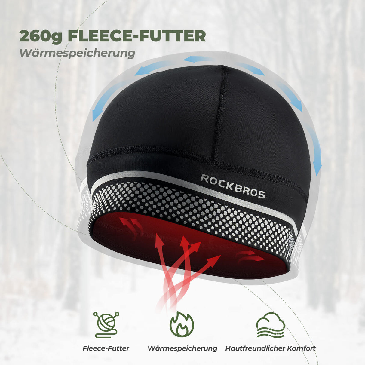 ROCKBROS Fahrrad-Fleecemütze – Warm & sicher unter dem Helm!