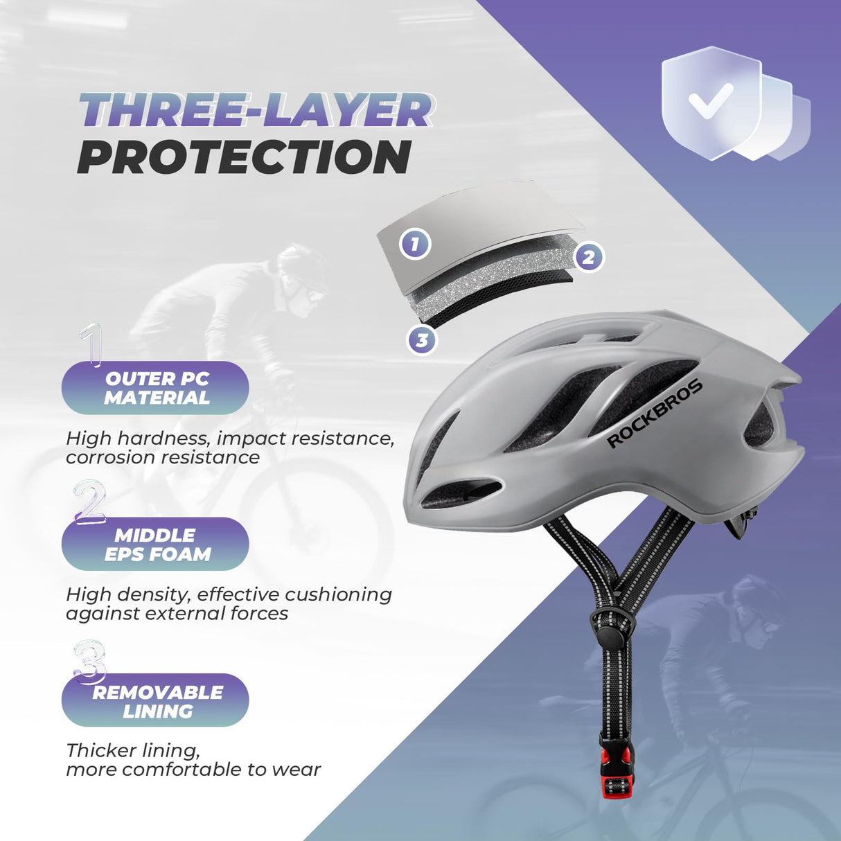 ROCKBROS Fahrradhelm – Einstellbar 58-62cm mit modernem Sicherheitsdesign