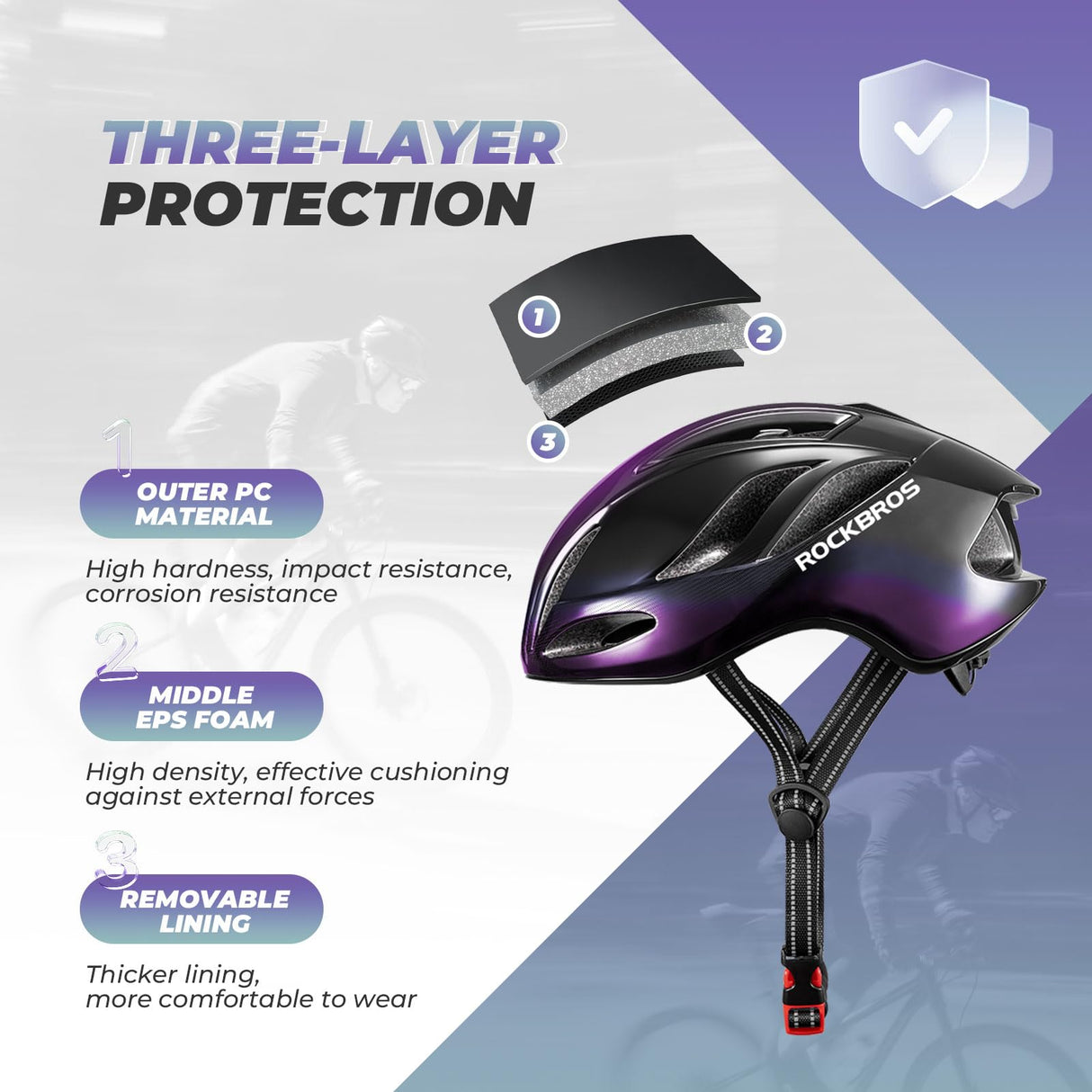 ROCKBROS Fahrradhelm – Einstellbar 58-62cm mit modernem Sicherheitsdesign
