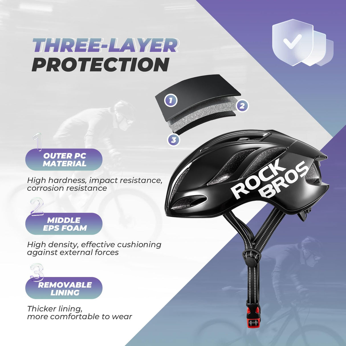 ROCKBROS Fahrradhelm – Einstellbar 58-62cm mit modernem Sicherheitsdesign