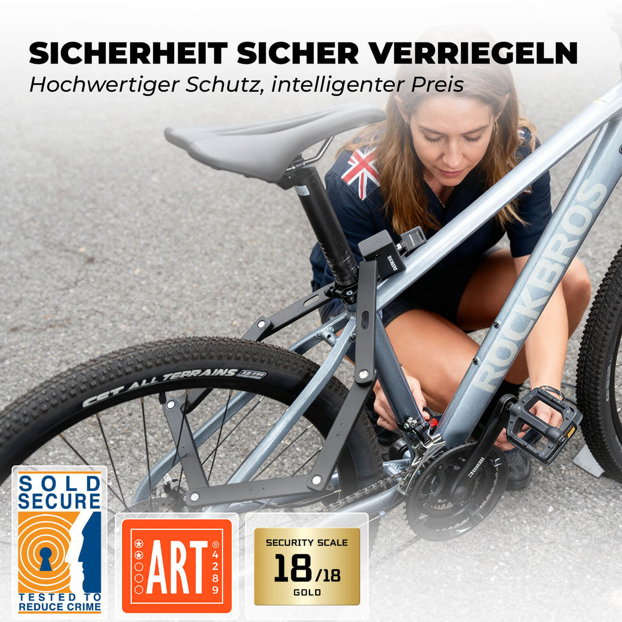 ROCKBROS Faltschloss Fahrradschloss 104 cm Faltbares