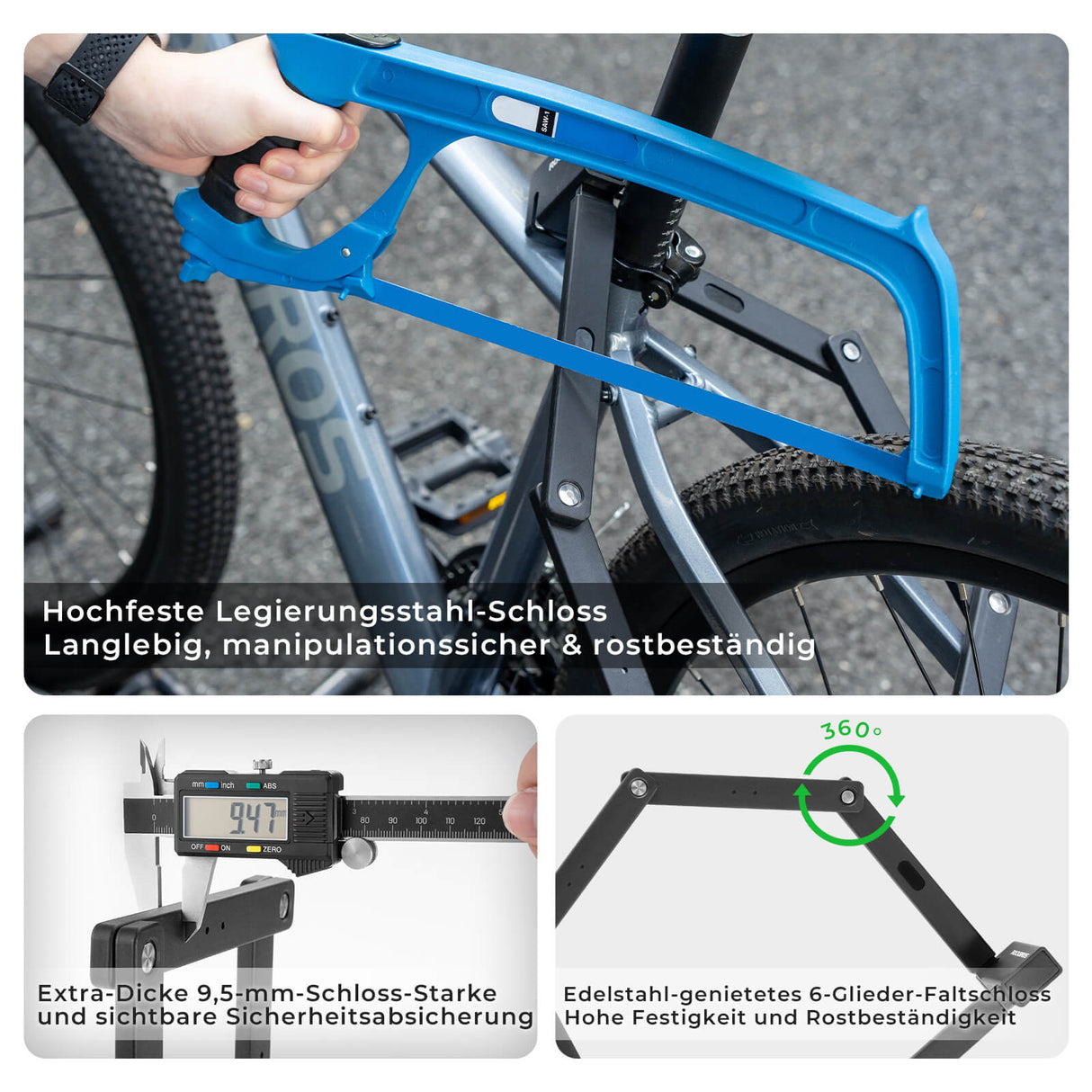 ROCKBROS Faltschloss Fahrradschloss 104 cm Faltbares