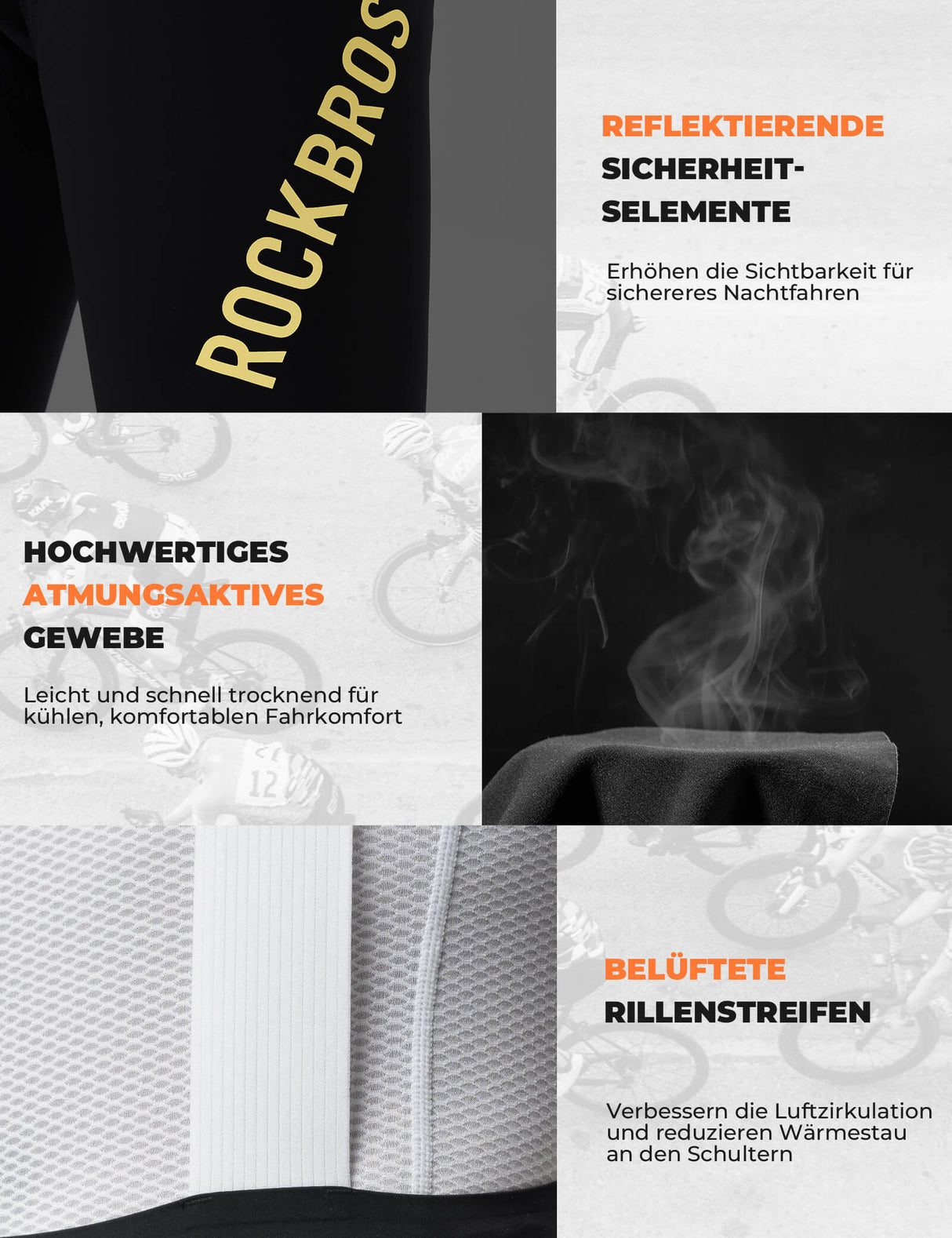ROCKBROS Herren Fahrrad Trägerhose – Lang & Gepolstert für maximalen Komfort!