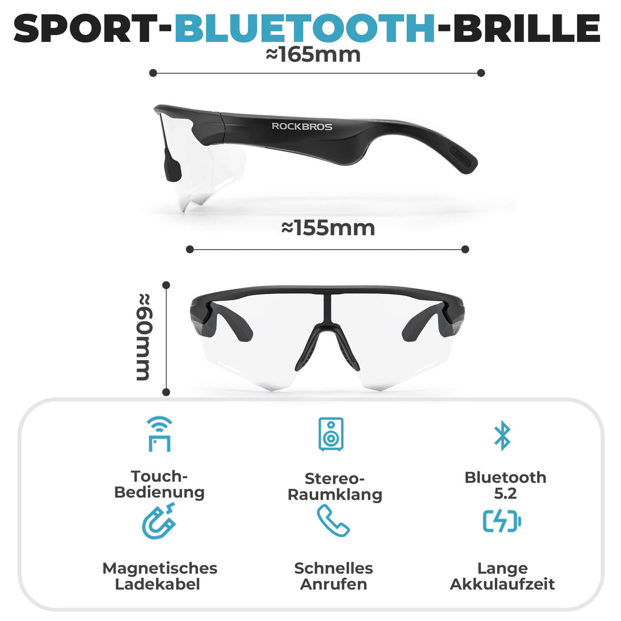 Elektronische Brille Intelligente Fahrradbrille Selbsttönend/Polarisiert - ROCKBROS-EU