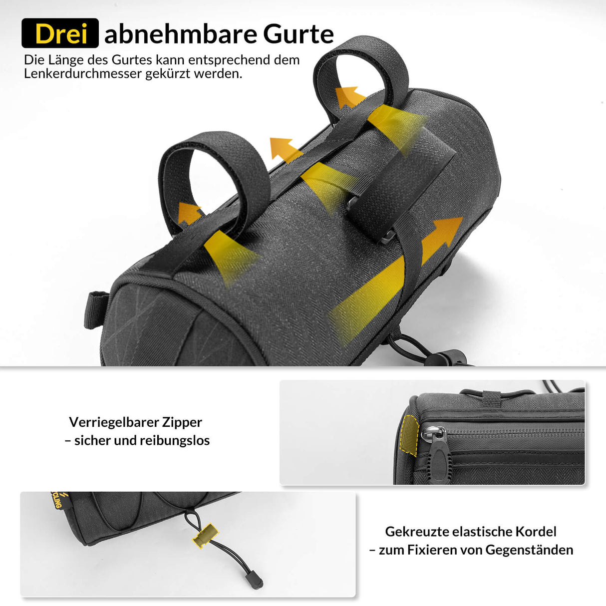 ROCKBROS Lenkertasche 2,1L mit Schultergurt für MTB, Rennrad, Gravel, E-Bike